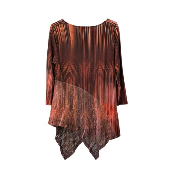 One World Live & Let Live Tunic Top Size Small Stretch Hi-Low Embellished Modern - Picture 2 of 15